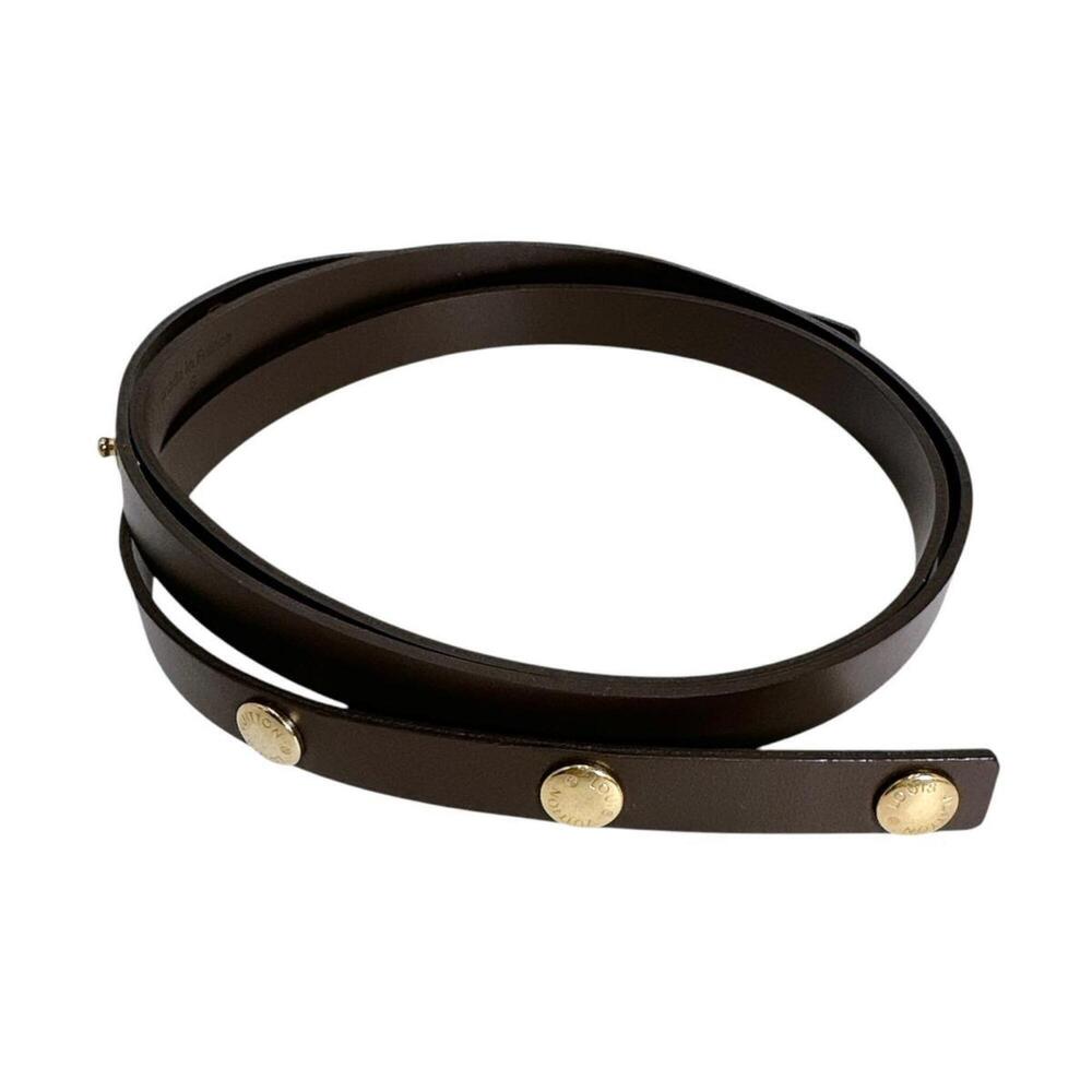 LOUIS VUITTON Shoulder Strap, Damier Pattern, Button Closure, Leather, Brown